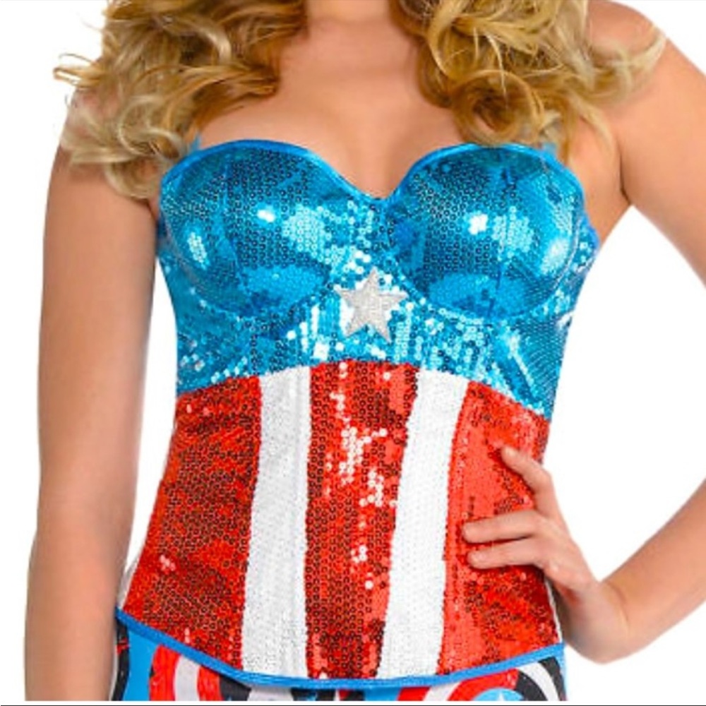 Marvel Captain America Sequin Bustier M/L NEW WITH TAG